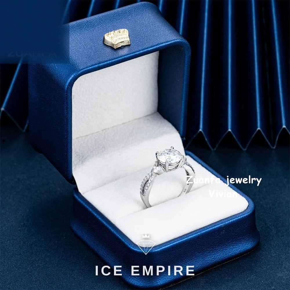 Iced Out 925 Silver Moissanite Wedding Band