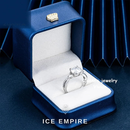 Iced Out 925 Silver Moissanite Wedding Band