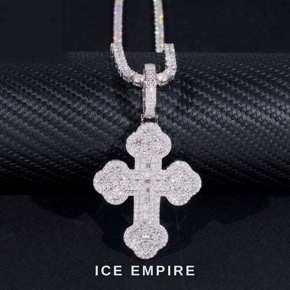 Iced Out Cross 925 Silver Pendant