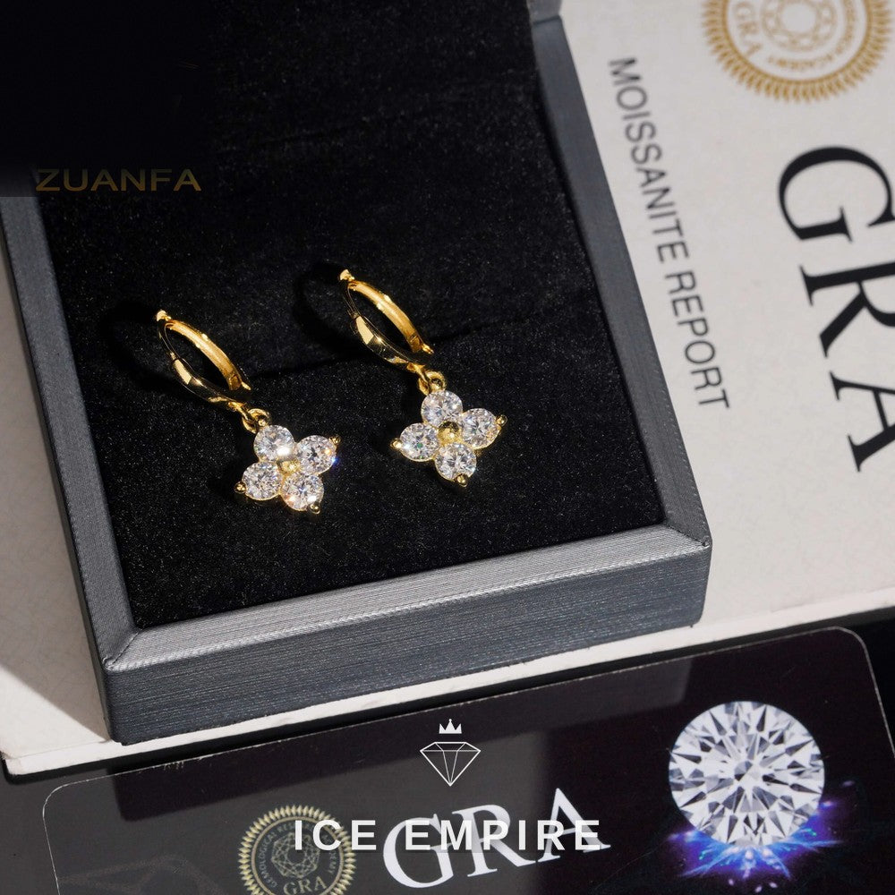 Iced Out 925 Silver Moissanite Hoop Earrings