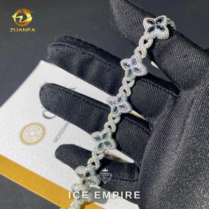 Iced Out 925 Silver Moissanite Cuban Chain