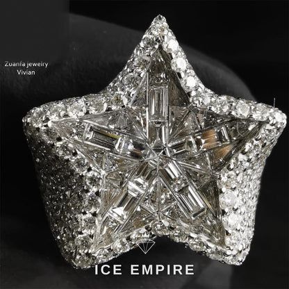 Iced Out 925 Silver Moissanite Ring