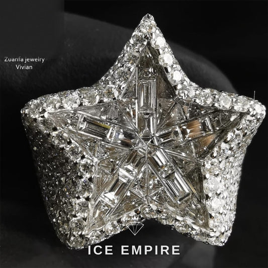 Iced Out 925 Silver Moissanite Ring