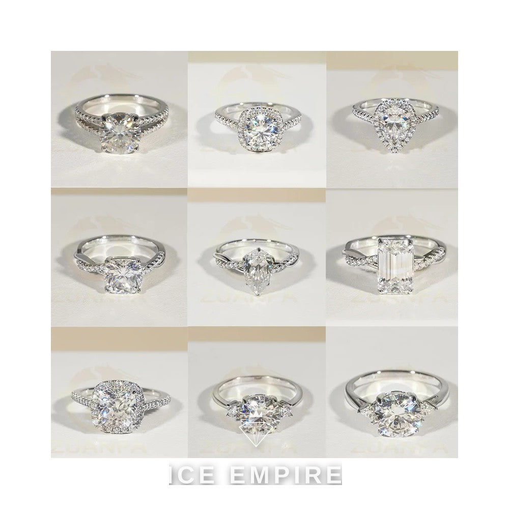 Iced Out 925 Silver Moissanite Engagement Ring