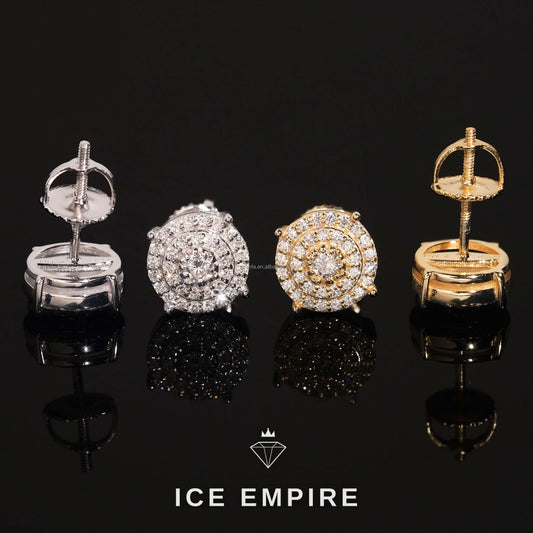 Iced Out Cluster Gold Plated Lab Grown Diamond Stud Earrings