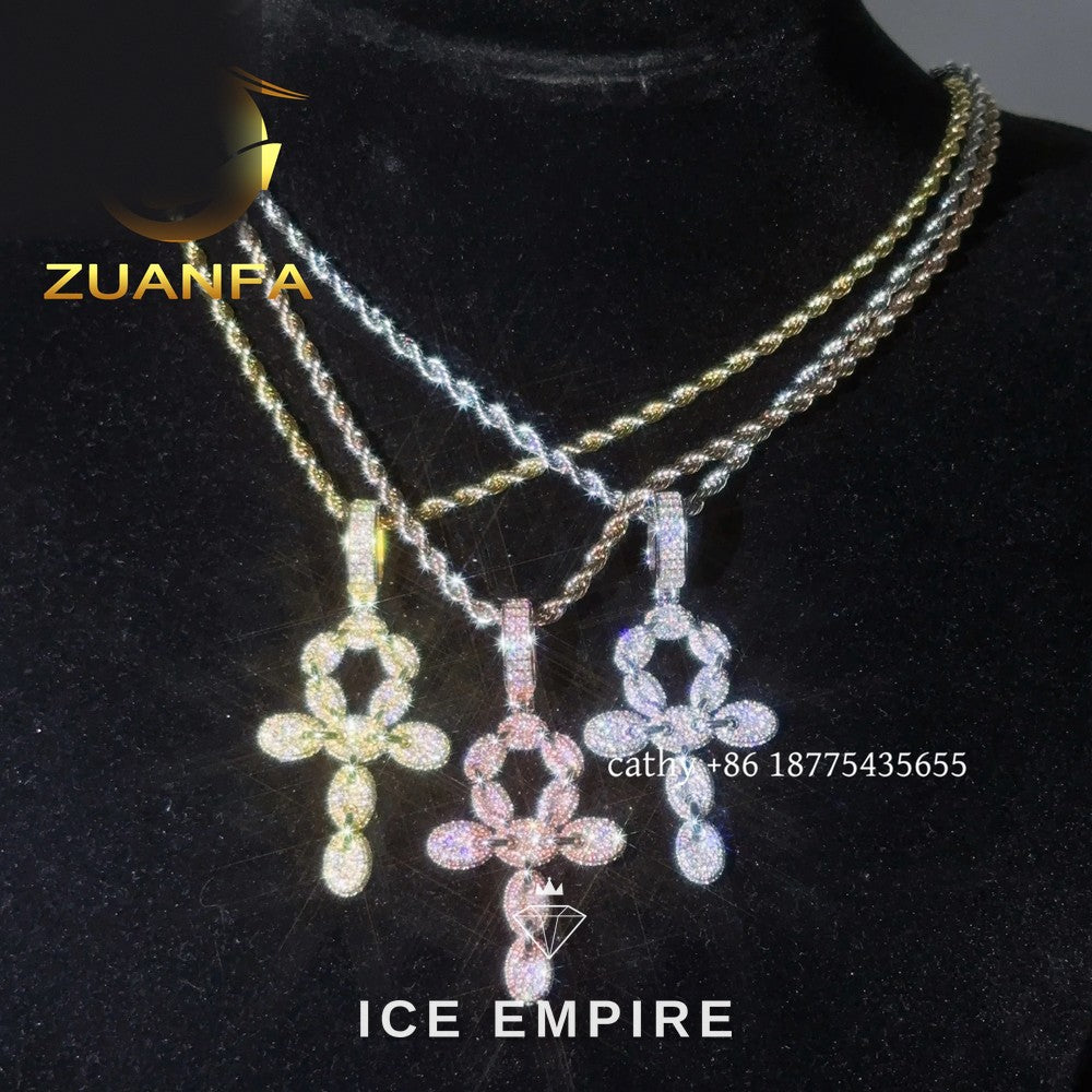 Iced Out Cross Rose Gold Plated Pendant