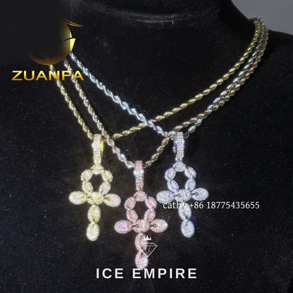 Iced Out Cross Rose Gold Plated Pendant