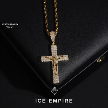 Iced Out Cross 925 Silver Moissanite Pendant