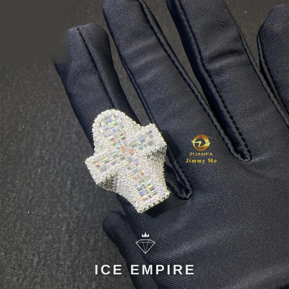 Iced Out Baguette 925 Silver Moissanite Ring
