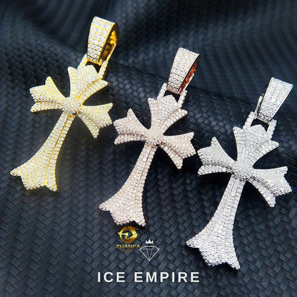 Iced Out Cross Rose Gold Plated Moissanite Pendant