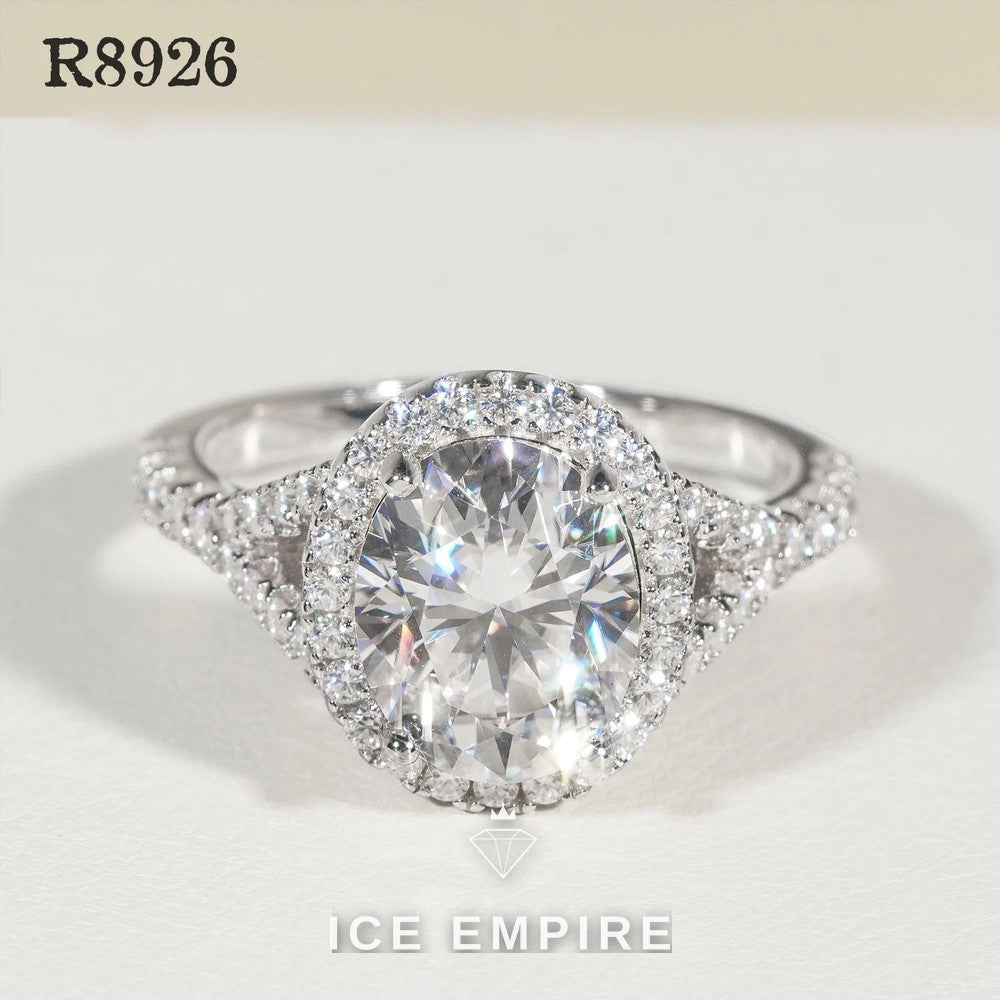 Iced Out 925 Silver Moissanite Engagement Ring