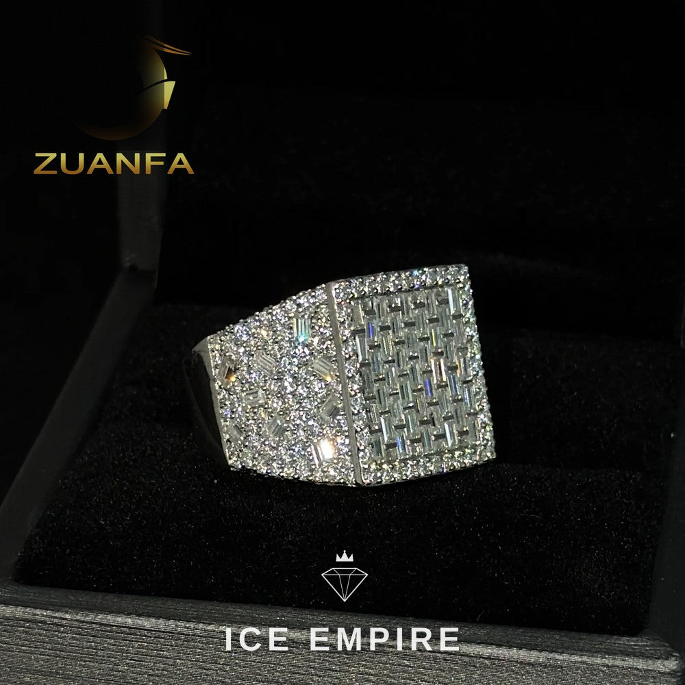 Iced Out Baguette 925 Silver Moissanite Ring