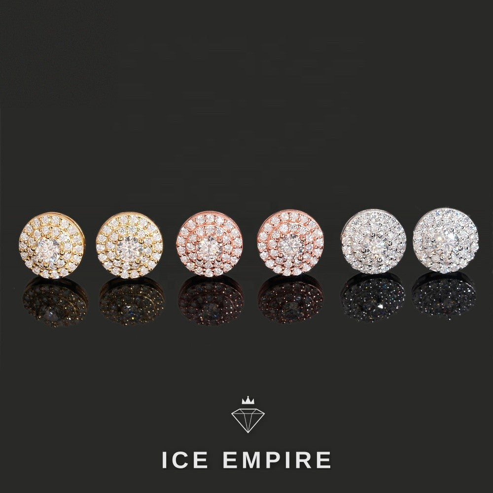Iced Out Rose Gold Plated Moissanite Stud Earrings