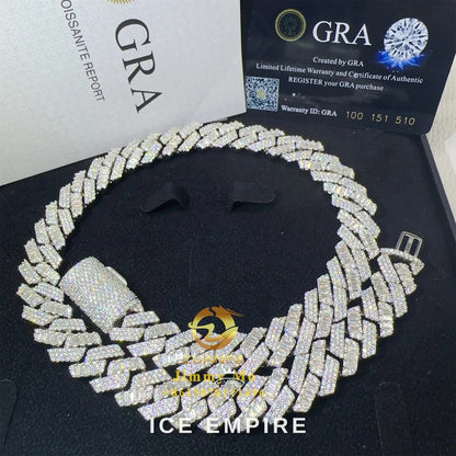 Iced Out Baguette Rose Gold Plated Moissanite Cuban Chain