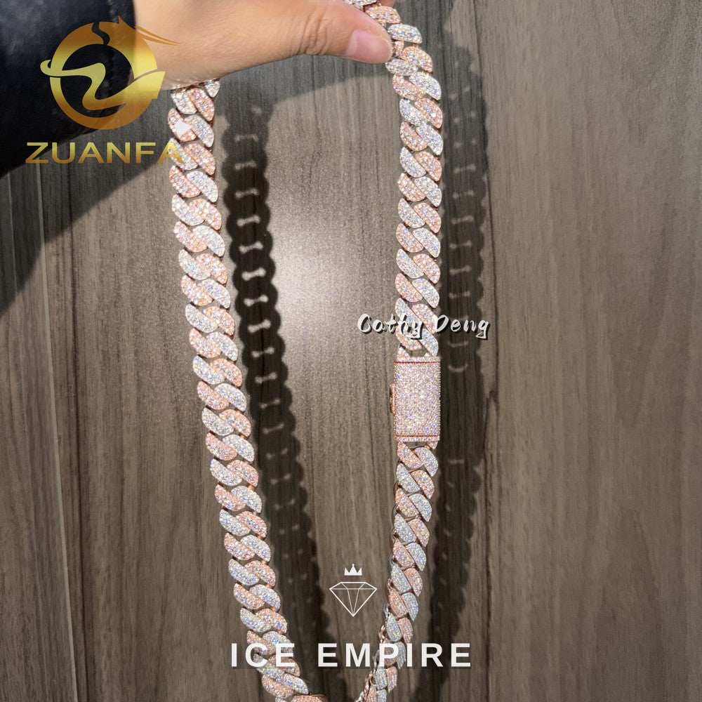 Iced Out Rose Gold Plated Moissanite Cuban Chain