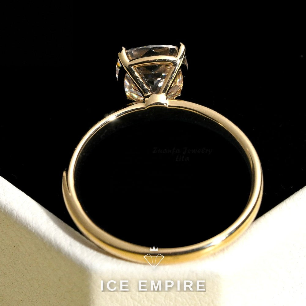 Iced Out 14K Gold Moissanite Engagement Ring