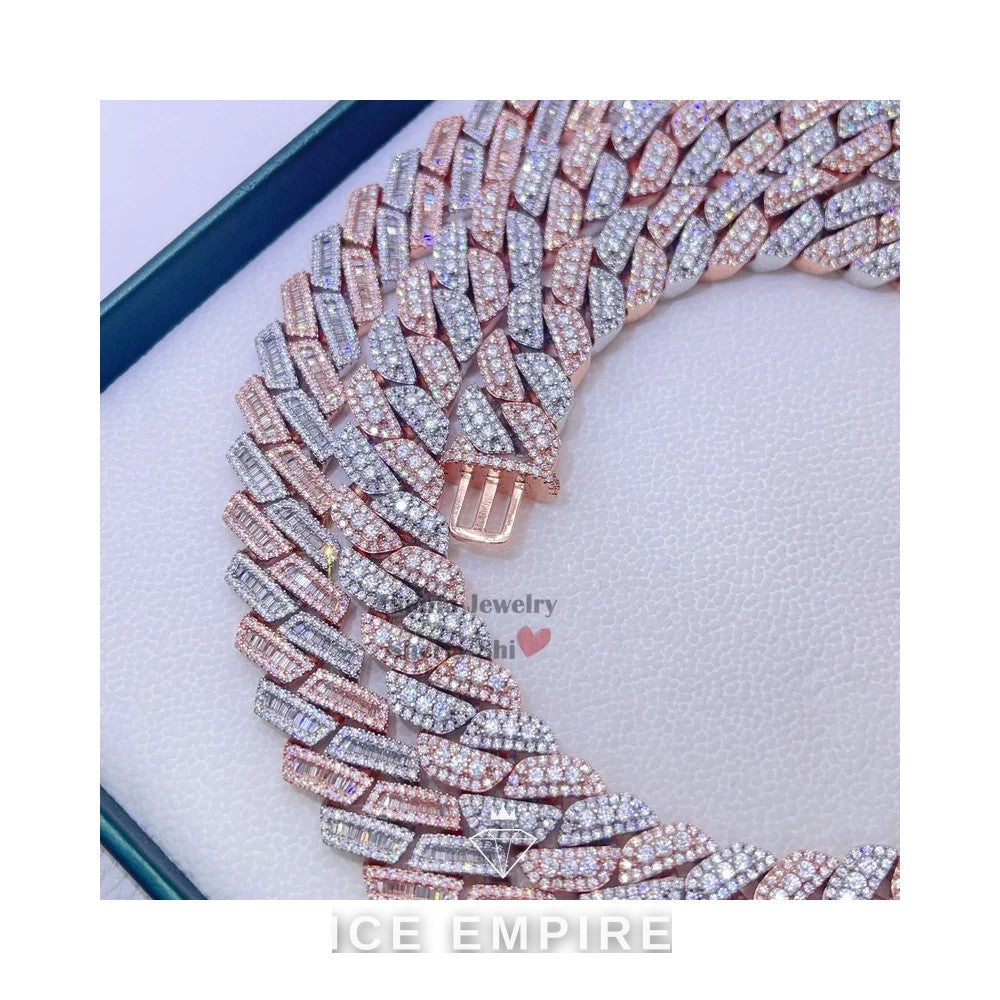 Iced Out Rose Gold Plated Moissanite Cuban Chain