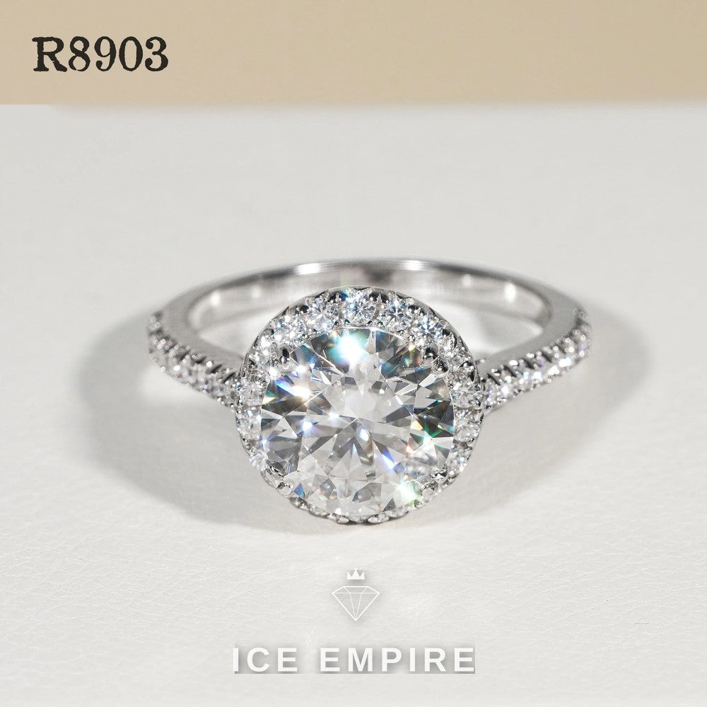 Iced Out 925 Silver Moissanite Engagement Ring