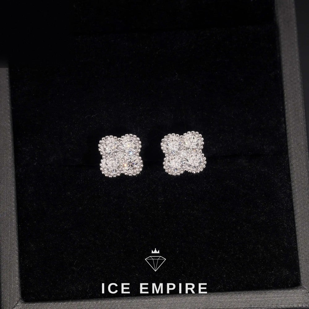 Iced Out 925 Silver Moissanite Stud Earrings