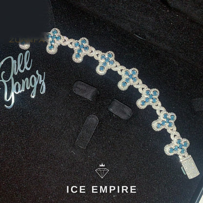 Iced Out Cross 925 Silver Moissanite Cuban Chain
