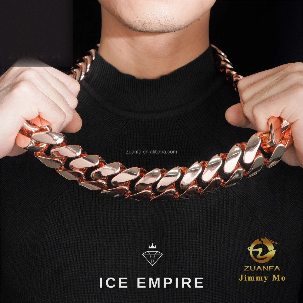 Iced Out Rose Gold Plated Cuban Chain