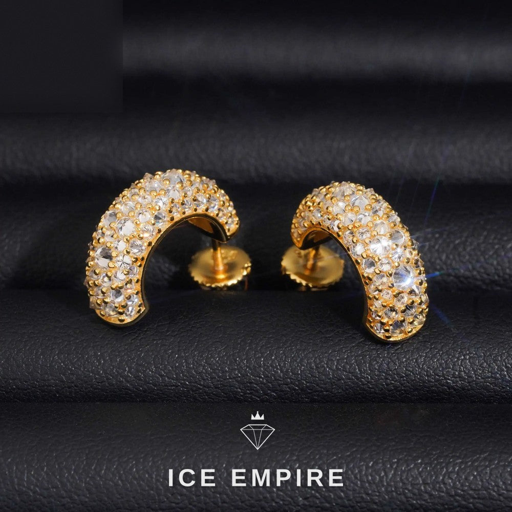 Iced Out Rose Gold Plated Moissanite Hoop Earrings