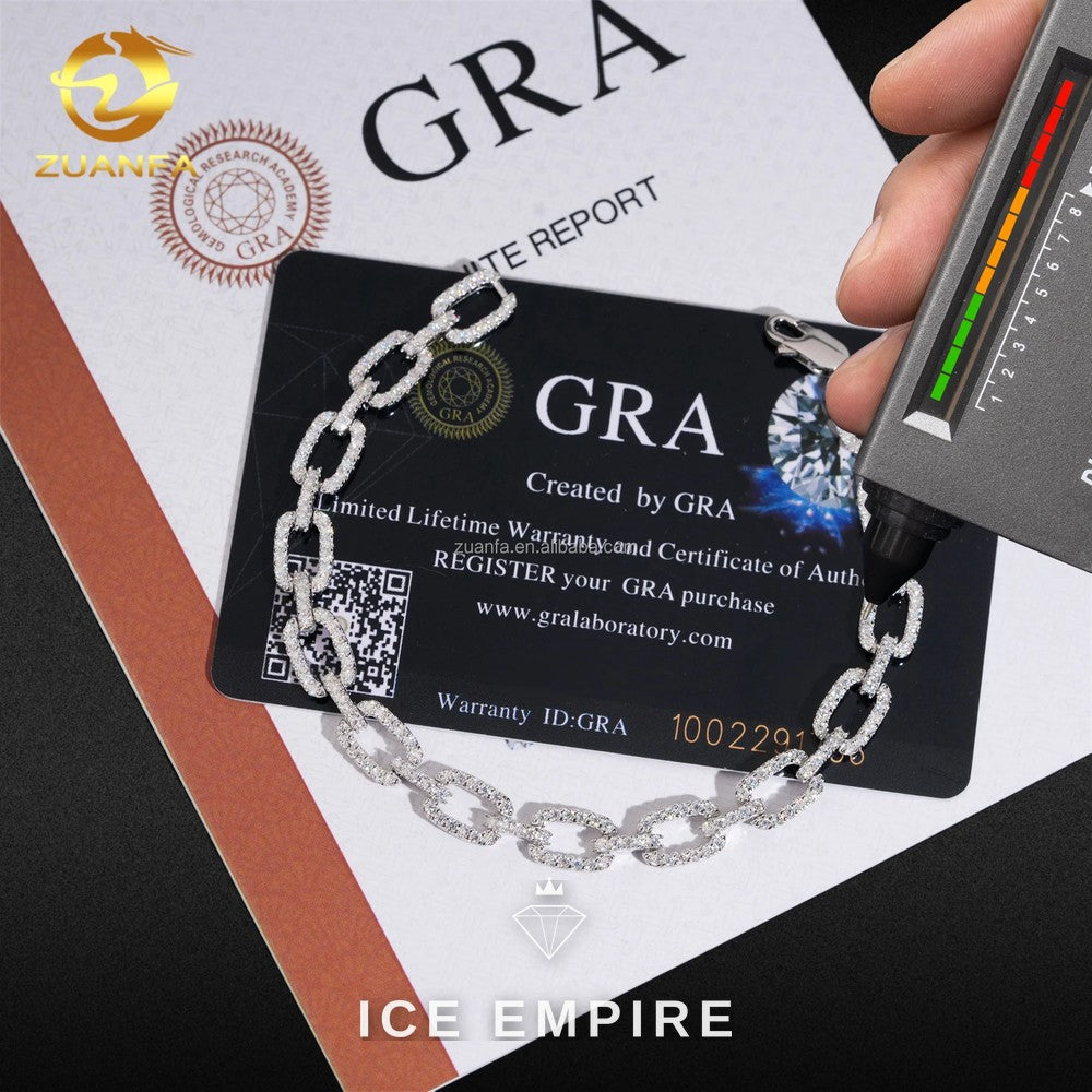 Iced Out 925 Silver Moissanite Cuban Chain