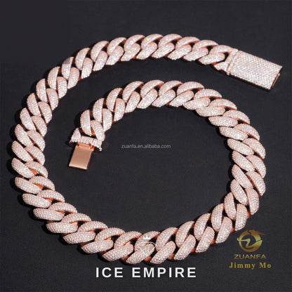 Iced Out Rose Gold Moissanite Cuban Chain