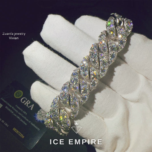 Iced Out 925 Silver Moissanite Cuban Chain