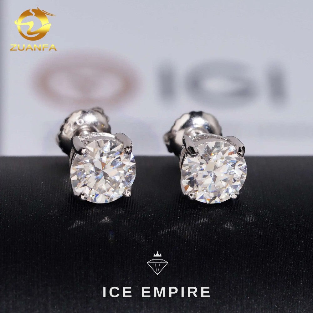 Iced Out 10K Gold Lab Grown Diamond Stud Earrings
