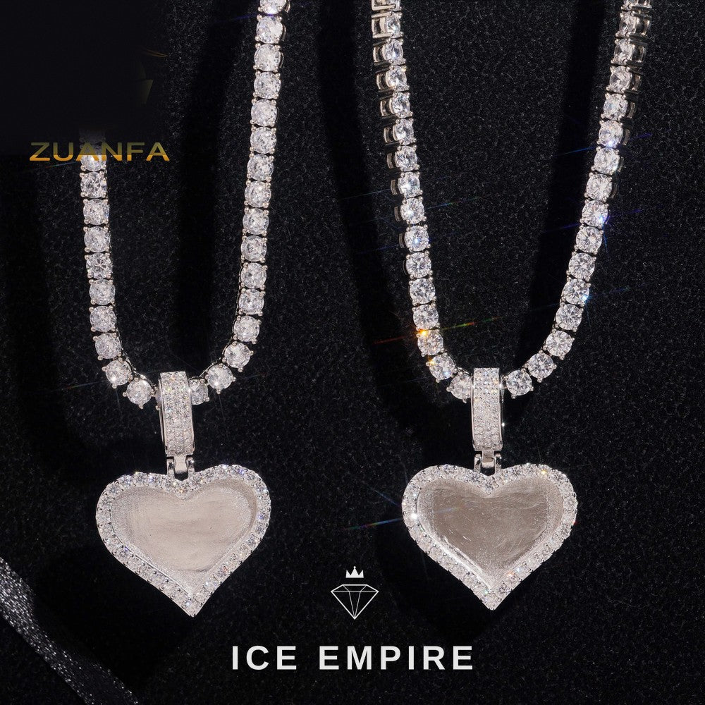 Iced Out Heart Rose Gold Plated Moissanite Pendant