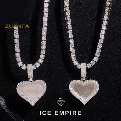 Iced Out Heart Rose Gold Plated Moissanite Pendant