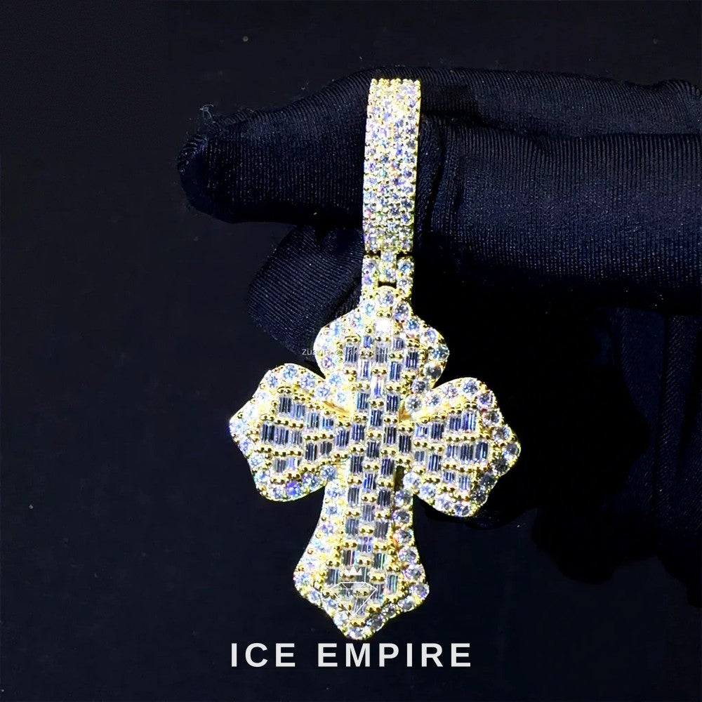 Iced Out Baguette 925 Silver Pendant