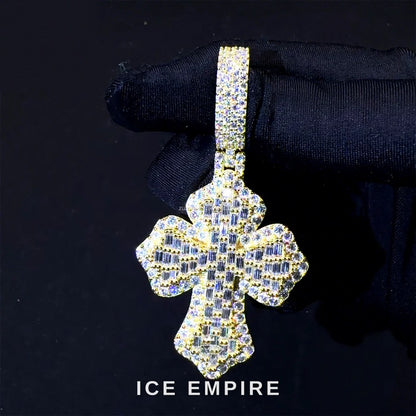 Iced Out Baguette 925 Silver Pendant
