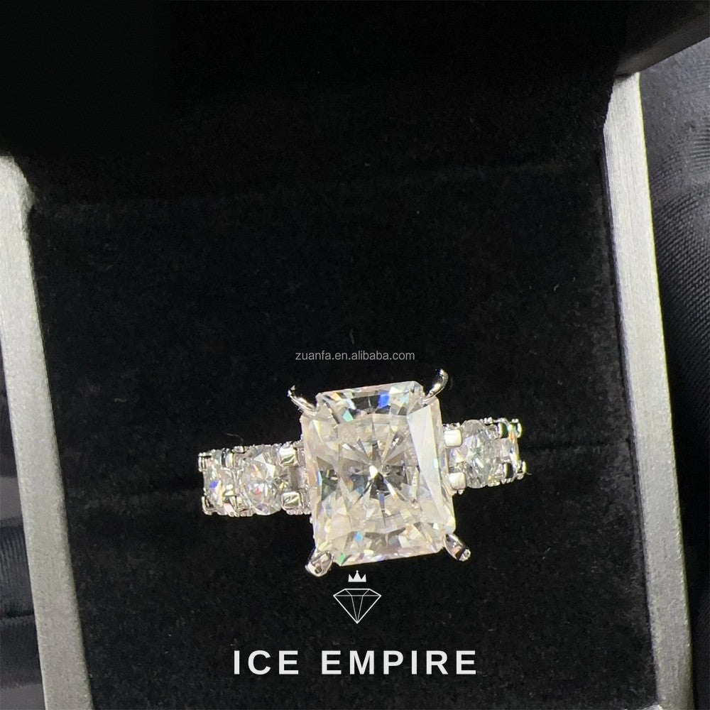 Iced Out 925 Silver Moissanite Engagement Ring