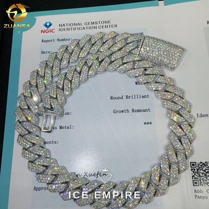 Iced Out 925 Silver Lab Grown Diamond Cuban Chain