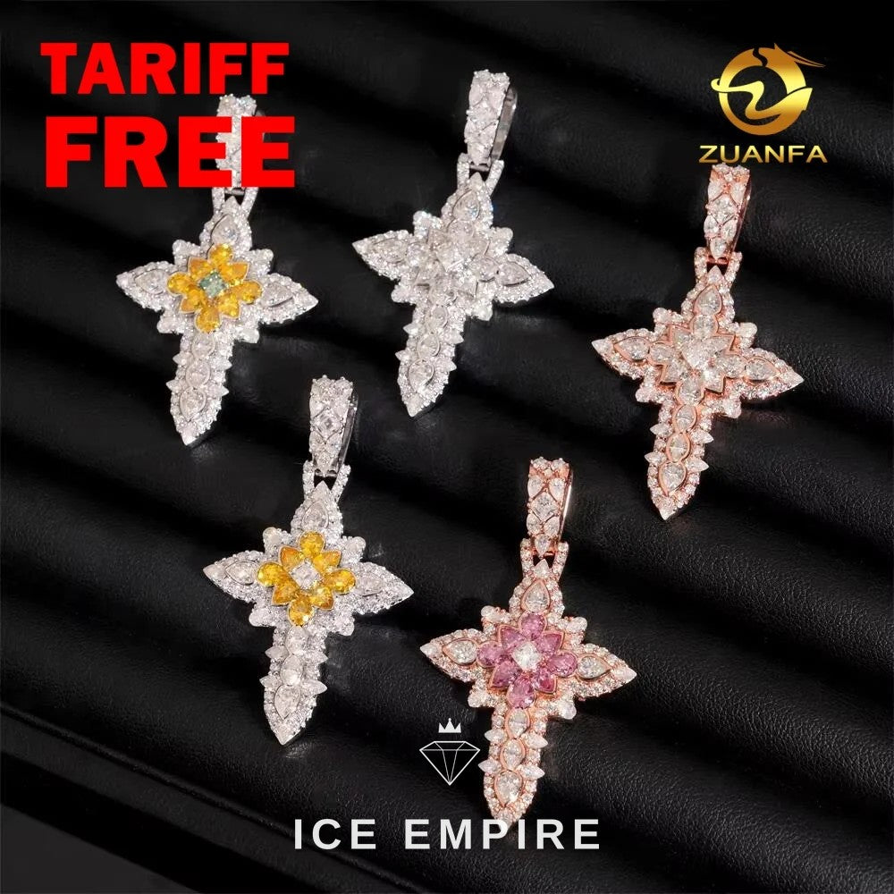 Iced Out Cross Rose Gold Pendant