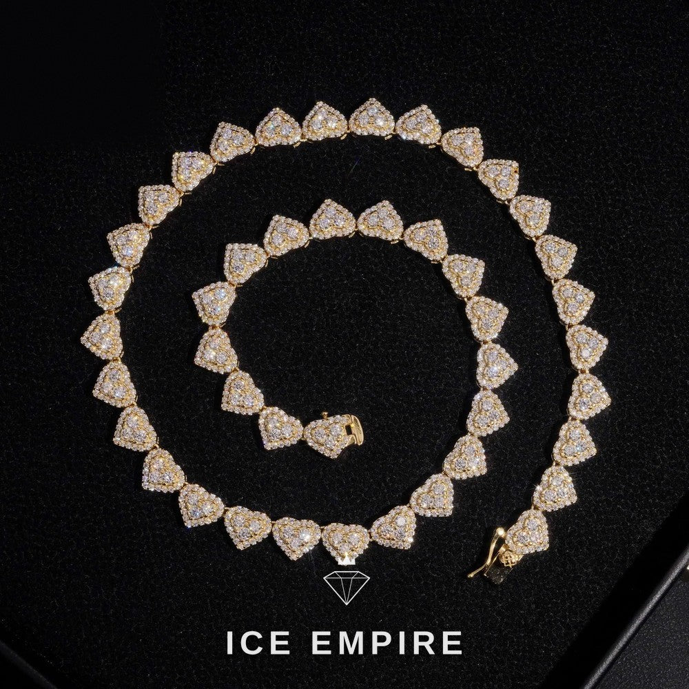 Iced Out Heart Rose Gold Plated Moissanite Cuban Chain