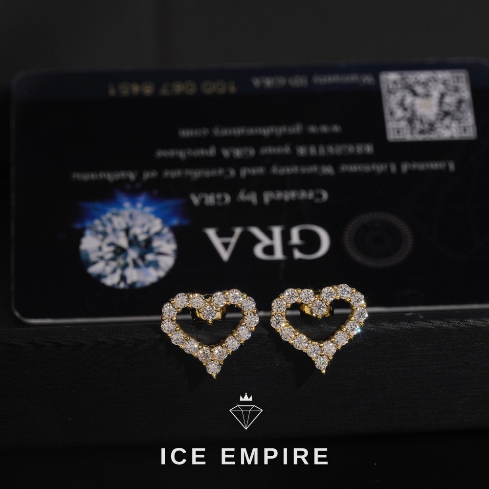 Iced Out Heart 925 Silver Moissanite Earrings