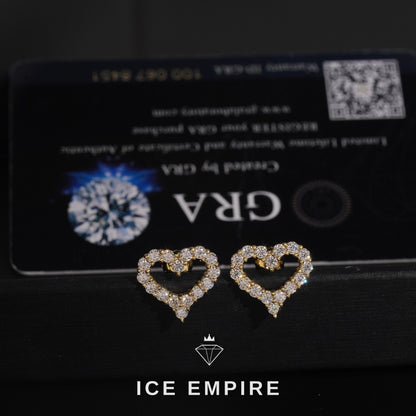 Iced Out Heart 925 Silver Moissanite Earrings