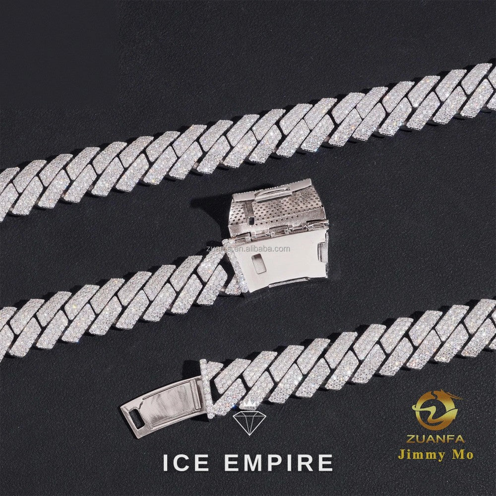 Iced Out Rose Gold Moissanite Cuban Chain