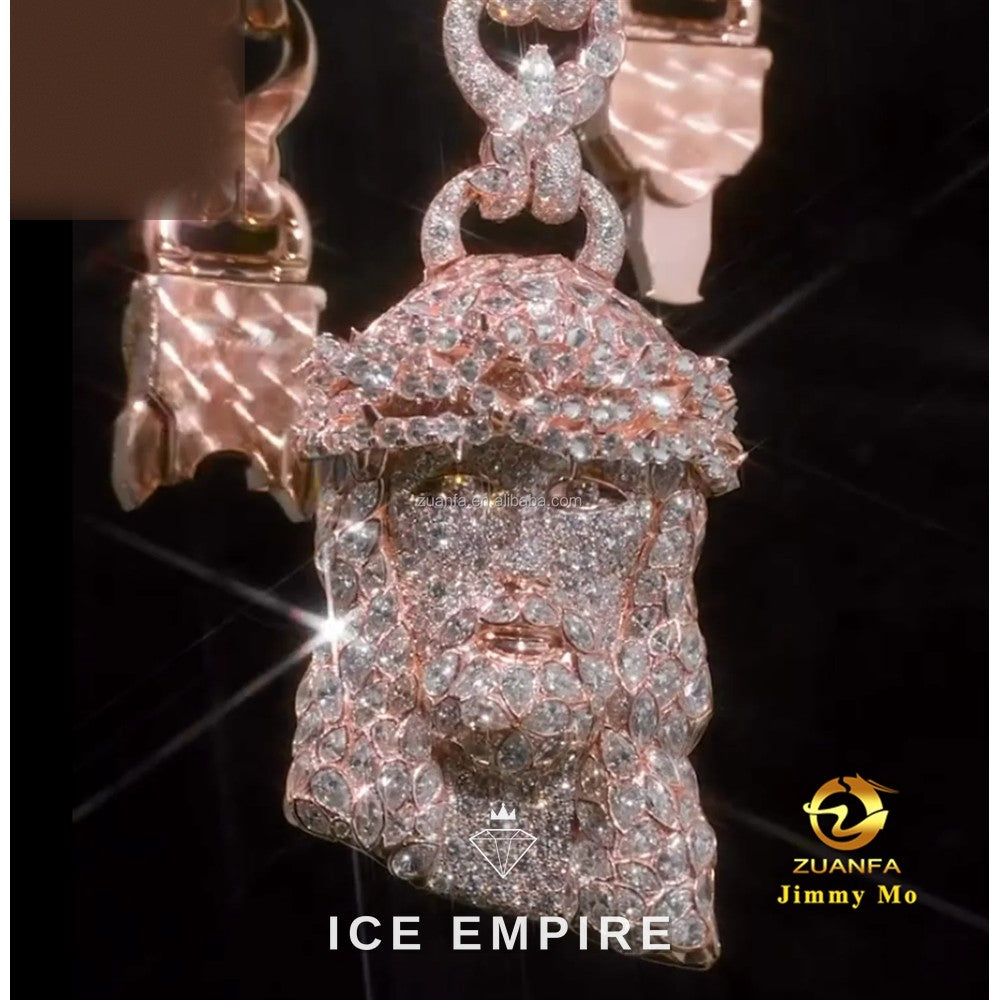 Iced Out Rose Gold Moissanite Pendant