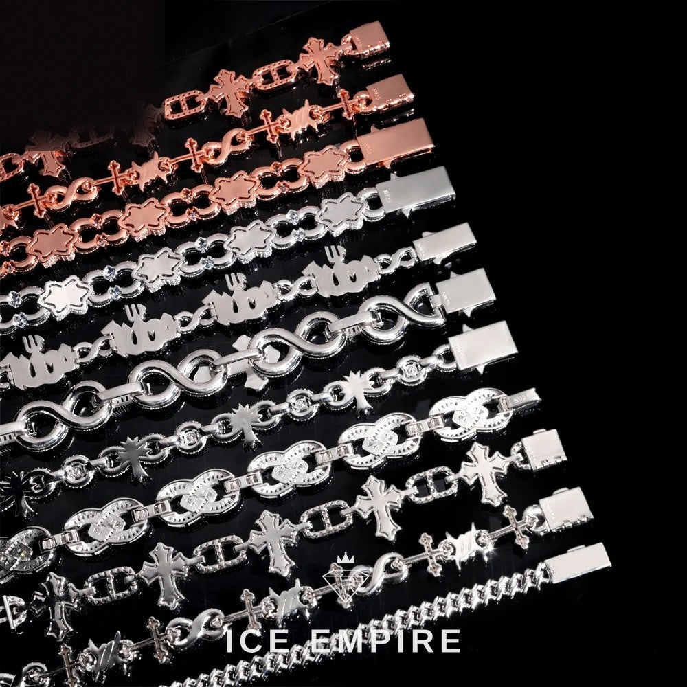 Iced Out Cross Rose Gold Plated Moissanite Bracelet