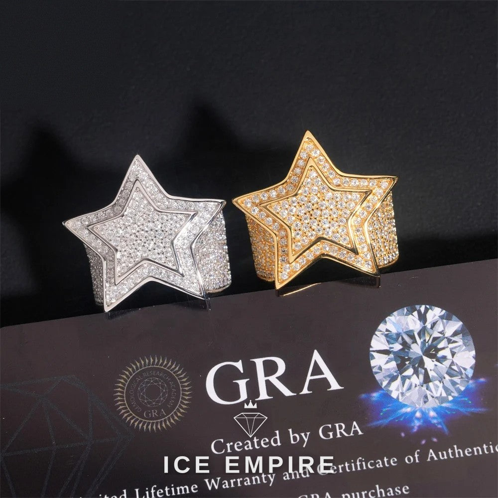 Iced Out 925 Silver Moissanite Ring