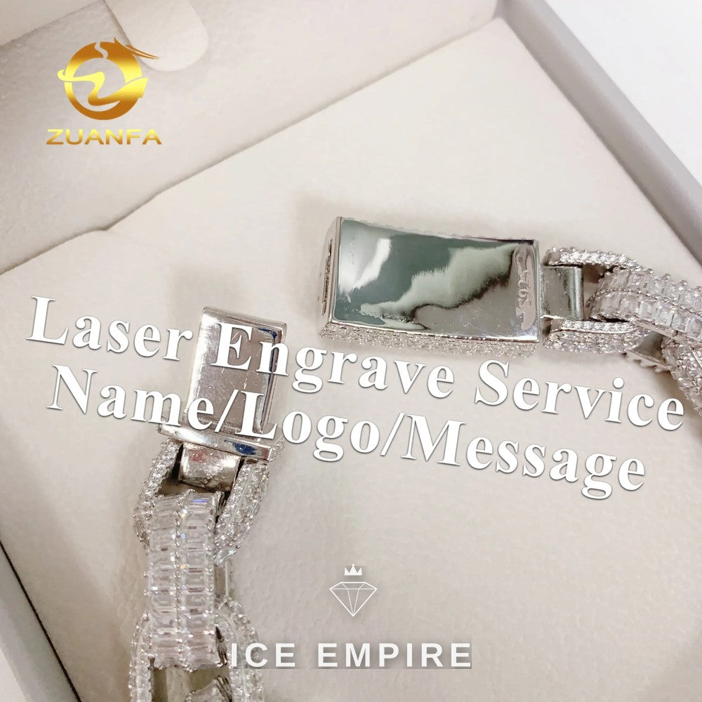 Iced Out Baguette Rose Gold Plated Moissanite Cuban Chain