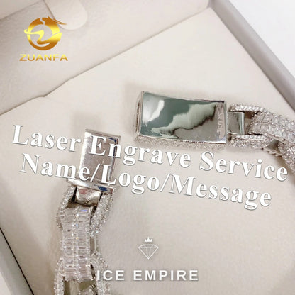 Iced Out Baguette Rose Gold Plated Moissanite Cuban Chain