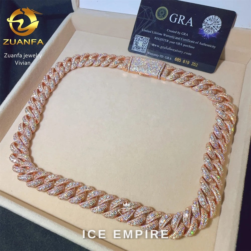 Iced Out Rose Gold Plated Moissanite Cuban Chain