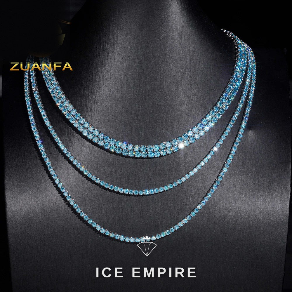 Iced Out Cluster 925 Silver Moissanite Cuban Chain