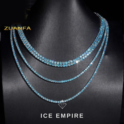 Iced Out Cluster 925 Silver Moissanite Cuban Chain