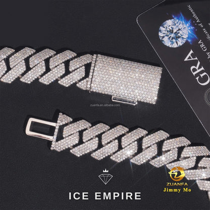 Iced Out 925 Silver Moissanite Cuban Chain